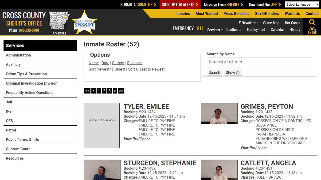 Inmate Roster (48) - Cross County Sheriff AR