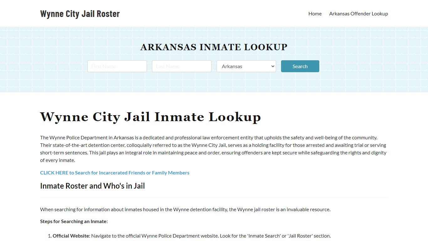 Wynne Police Department & City Jail, AR Inmate Roster, Arrests, Mugshots